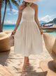 Halter Neck Pleated Midi Dress Trandify deal