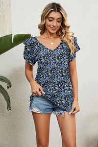 V-Neck Short Sleeve Blouse Trandify deal