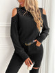 Lace Detail Mock Neck Cold Shoulder T-Shirt Trandify deal