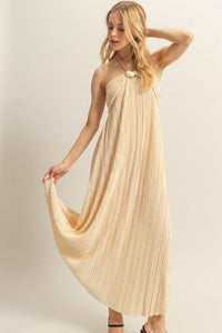 HYFVE Knotted Halter Maxi Dress for Women – Boho Beach Wedding Outfit – Summer Long Dress
