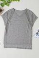 Heathered V-Neck Short Sleeve T-Shirt - Trandify Deal