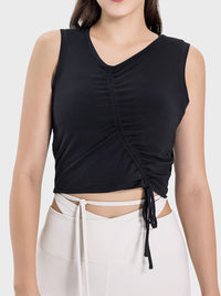 Millennia Drawstring Ruched Wide Strap Active Tank Trandify deal
