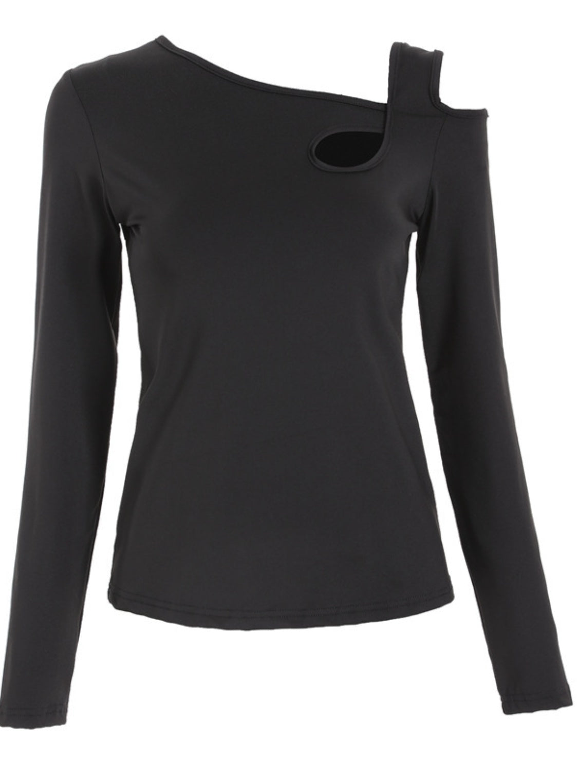 Cutout Asymmetrical Neck Long Sleeve T-Shirt Trandify Deal