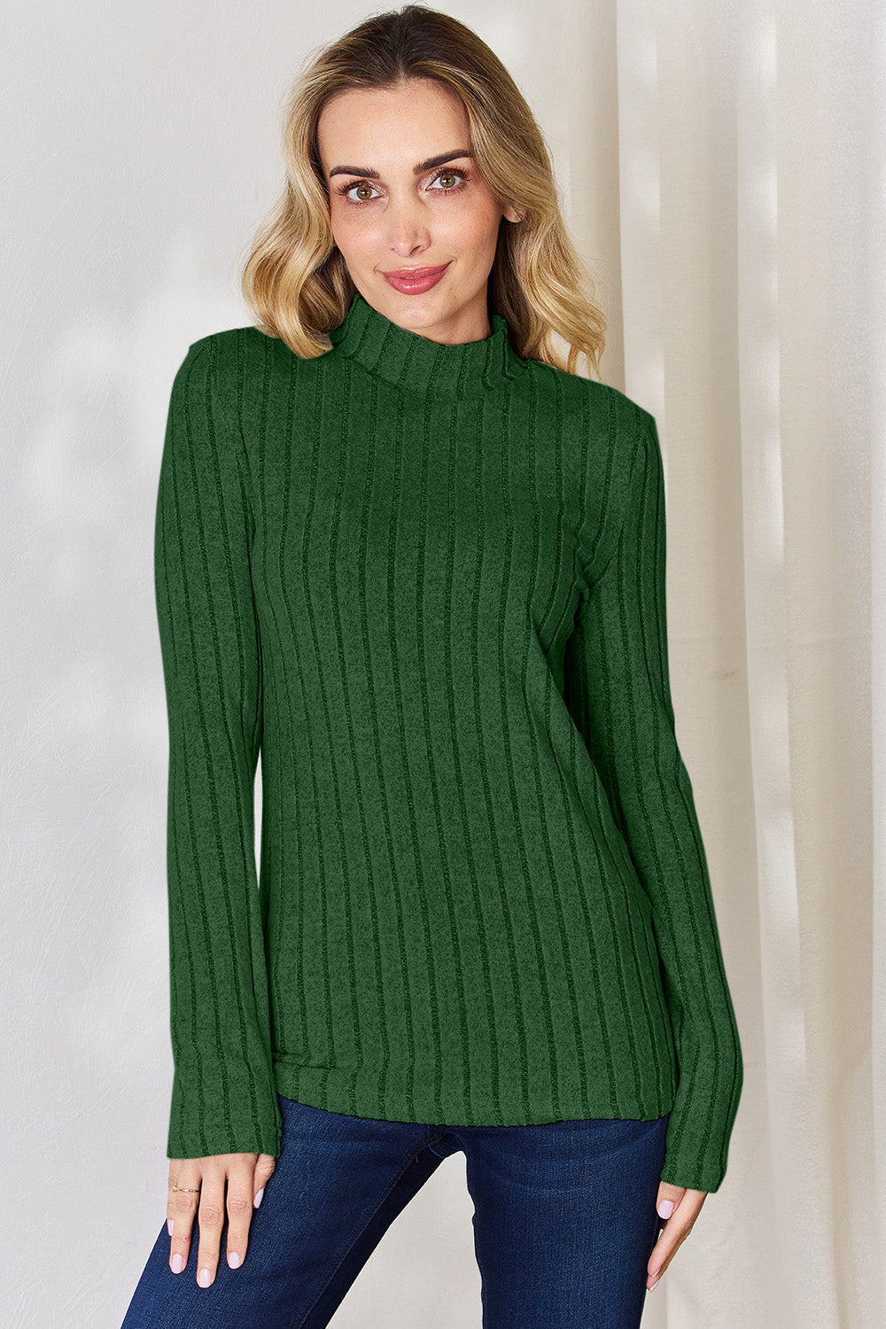 Basic Bae Full Size Ribbed Mock Neck Long Sleeve T-Shirt Trandify Deal