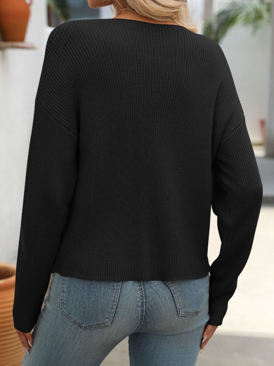 Round Neck Long Sleeve Sweater Trandify Deal