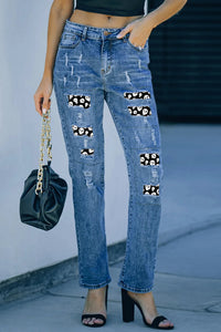 Distressed Skeleton Pattern Jeans with Pockets Trandify Deal