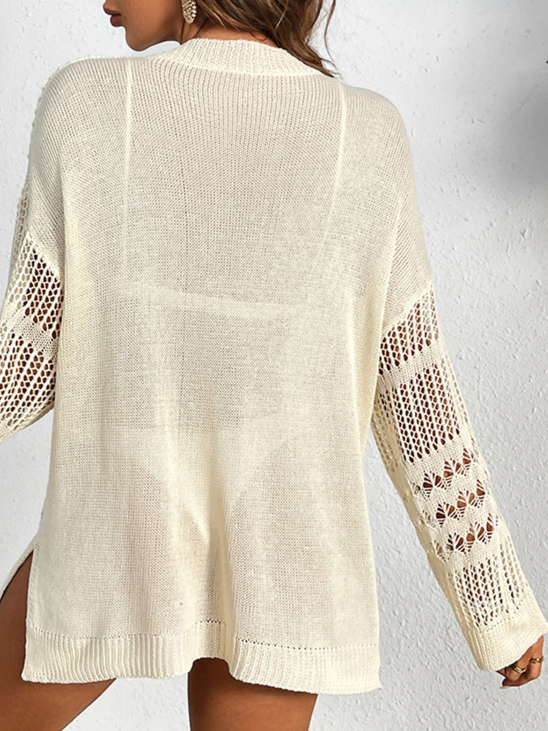 Cutout Notched Long Sleeve Cover-Up Trandify deal