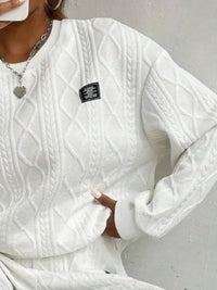 Texture Round Neck Long Sleeve Top and Pants Set Trandify Deal