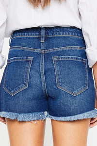 Kancan High Rise Frayed Hem Denim Shorts Trandify deal
