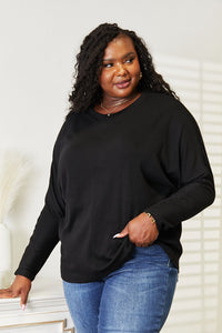 Double Take Seam Detail Round Neck Long Sleeve Top Trandify Deal