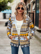 Geometric Zip Up Long Sleeve Hooded Jacket Trandify Deal