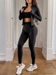 Women's Active Zip-Up Set - Gym Leggings & Long Sleeve Top