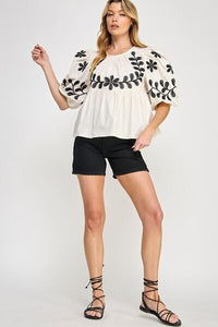 Floral Peplum Blouse for Women – Trendy Puff-Sleeve Top for Summer Outfits