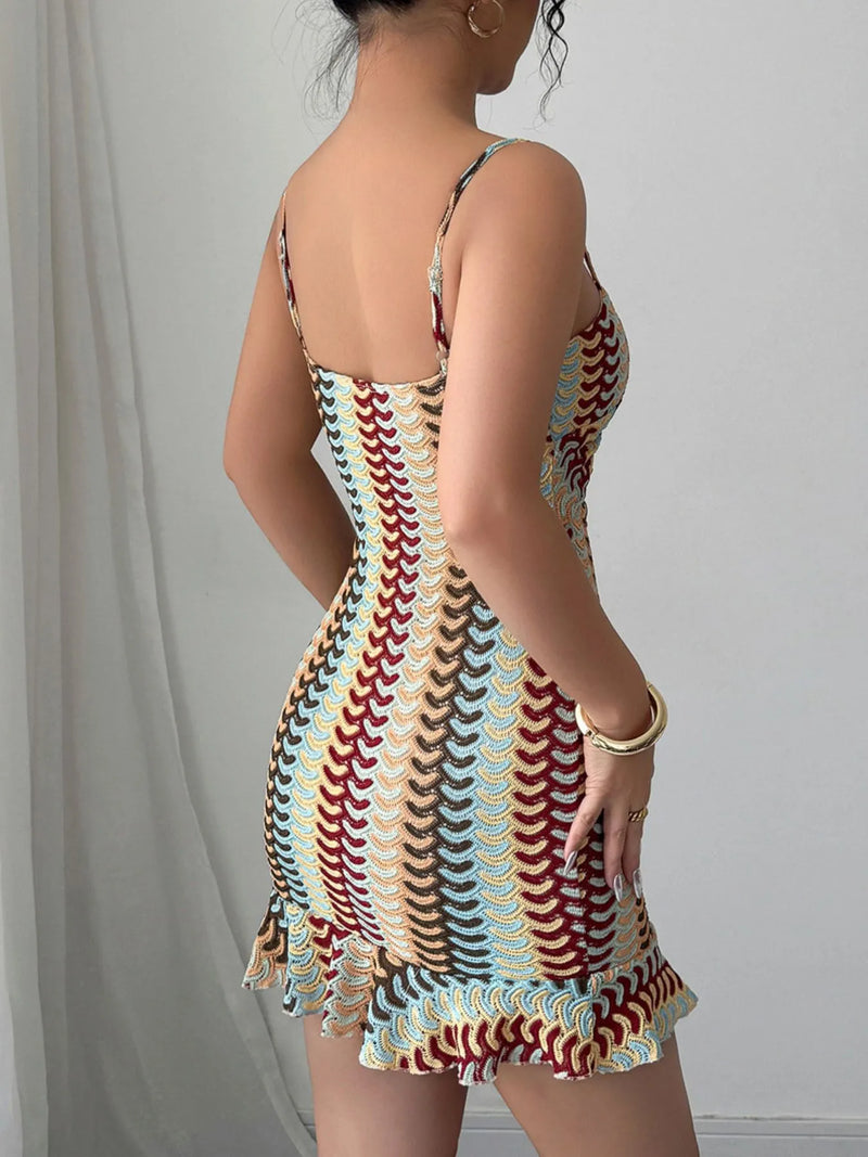 Sexy Ruffled Sundress for Women – Trendy Casual Cutout Dress for Beach or Day Out