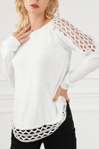 Oversized women's chunky knit scoop neck sweater with hollow out design, fall fashion casual pullover