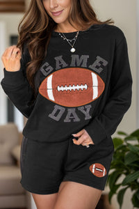 Football fan loungewear set – long sleeve top and shorts for game day