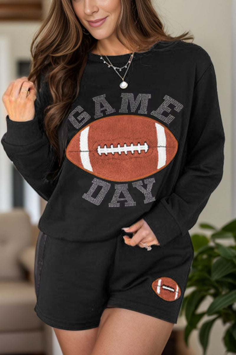 Football fan loungewear set – long sleeve top and shorts for game day