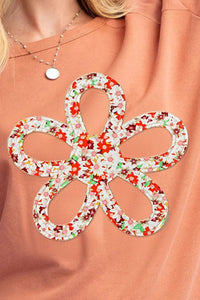 Exposed Seam Slit Floral Round Neck Blouse Trandify Deal