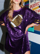 Sequin Football Round Neck Half Sleeve Oversize Top Trandify Deal