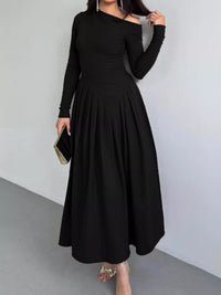 Ruched One Shoulder Bodycon Dress in Black