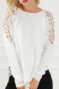 Oversized women's chunky knit scoop neck sweater with hollow out design, fall fashion casual pullover