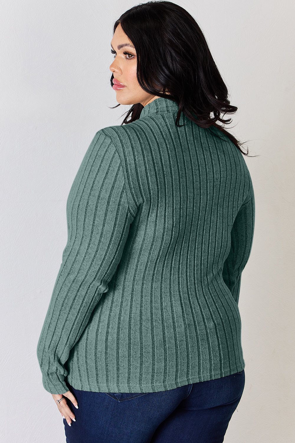 Basic Bae Full Size Ribbed Mock Neck Long Sleeve T-Shirt Trandify Deal