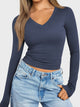 Lovelet V-Neck Long Sleeve T-Shirt Trandify Deal