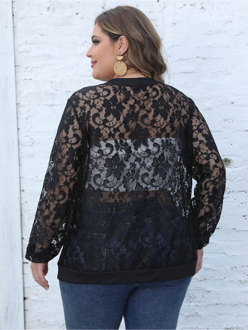 Plus Size Lace Open Front Cardigan Trandify deal