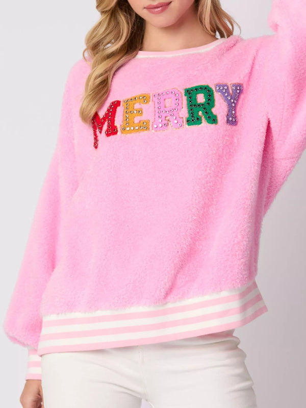 Rhinestone Christmas Sweatshirt - Iced Out Holiday Pullover