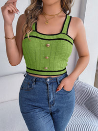Decorative Button Wide Strap Knit Cami Trandify deal