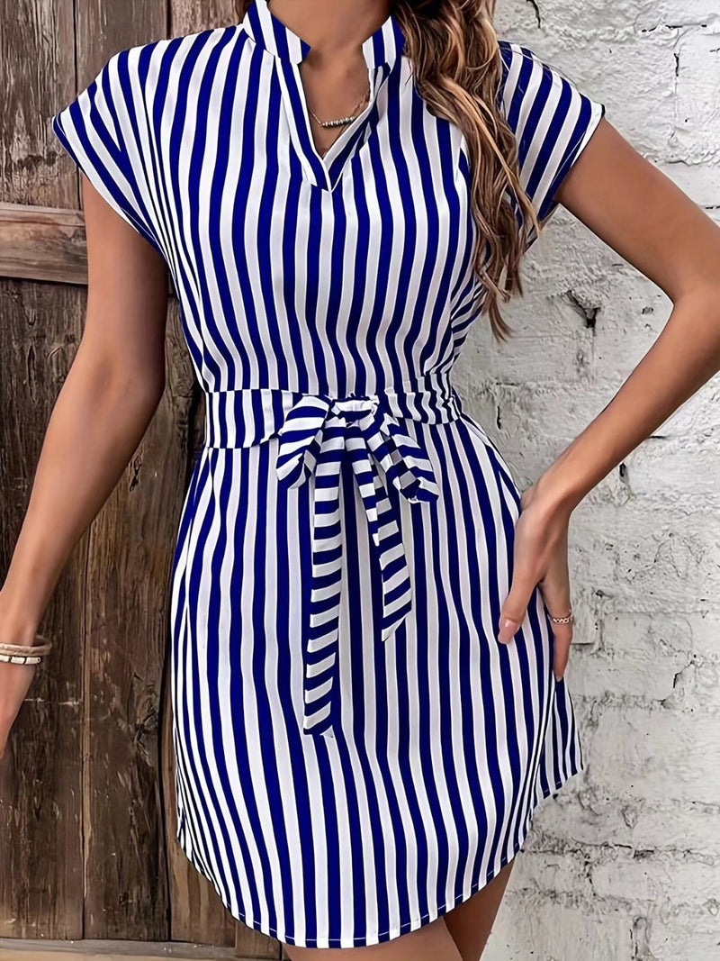 Tied Striped Cap Sleeve Mini Dress Trandify deal