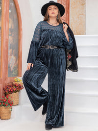Plus Size Round Neck Flare Sleeve Top and Pants Set Trandify deal