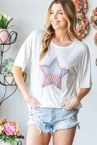 Heimish Full Size Star Patch Short Sleeve T-Shirt Trandify deal