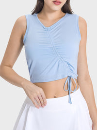 Millennia Drawstring Ruched Wide Strap Active Tank Trandify deal