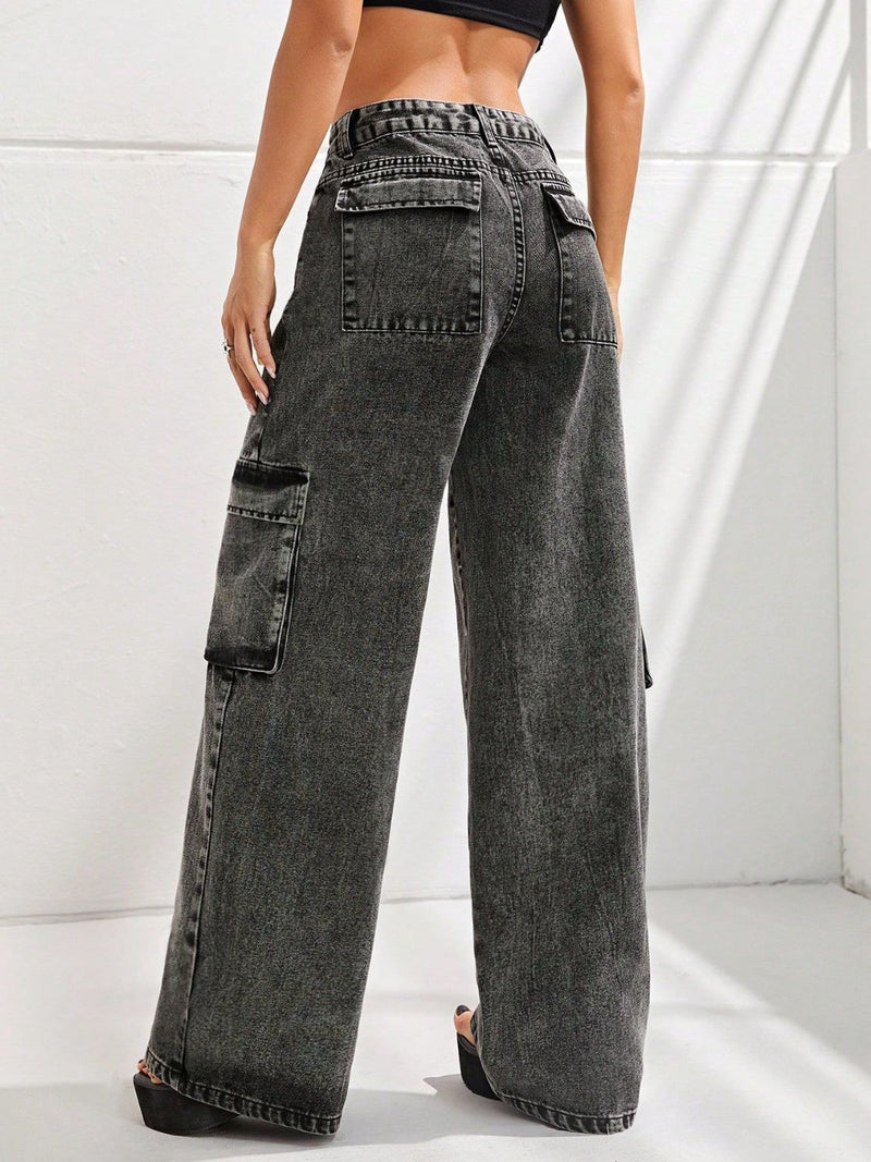 Wide Leg Jeans with Pockets Trandify Deal