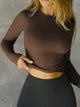 Ribbed Long Sleeve Crop Top - Soft Basic T-Shirt