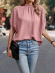 Swiss Dot Mock Neck Half Sleeve Blouse Trandify deal