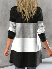 Color Block Open Front Long Sleeve Cardigan Trandify Deal