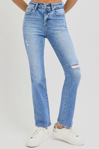 RISEN Full Size Distressed High-Rise Ankle Straight Jeans Trandify Deal