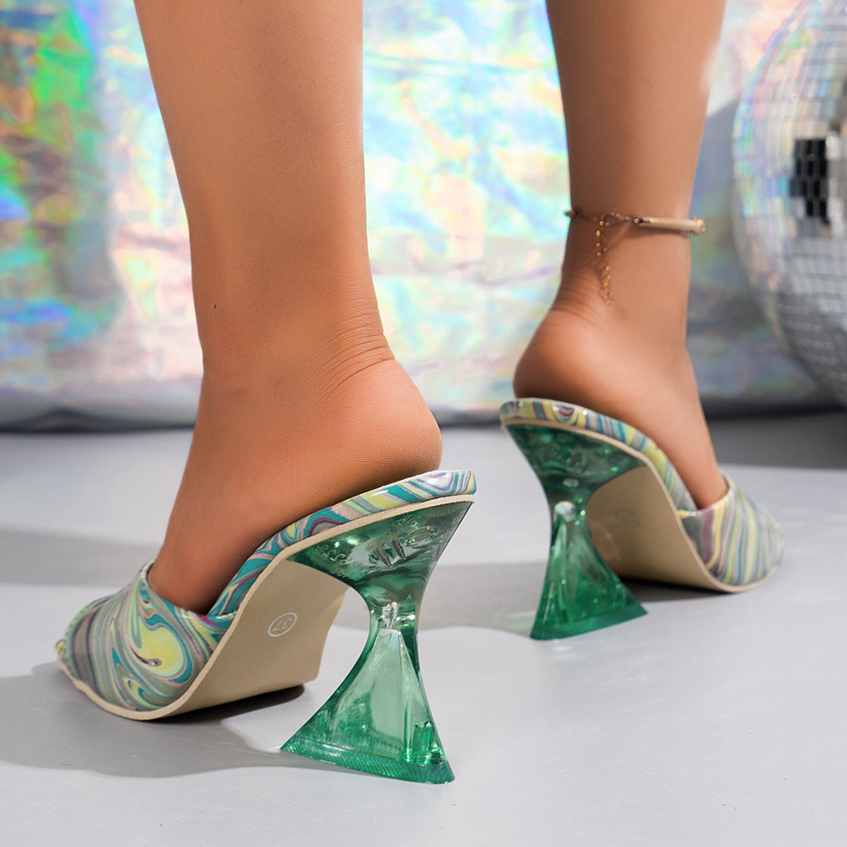 Contrast Peep Toe Mid Heels Sandals Trandify Deal