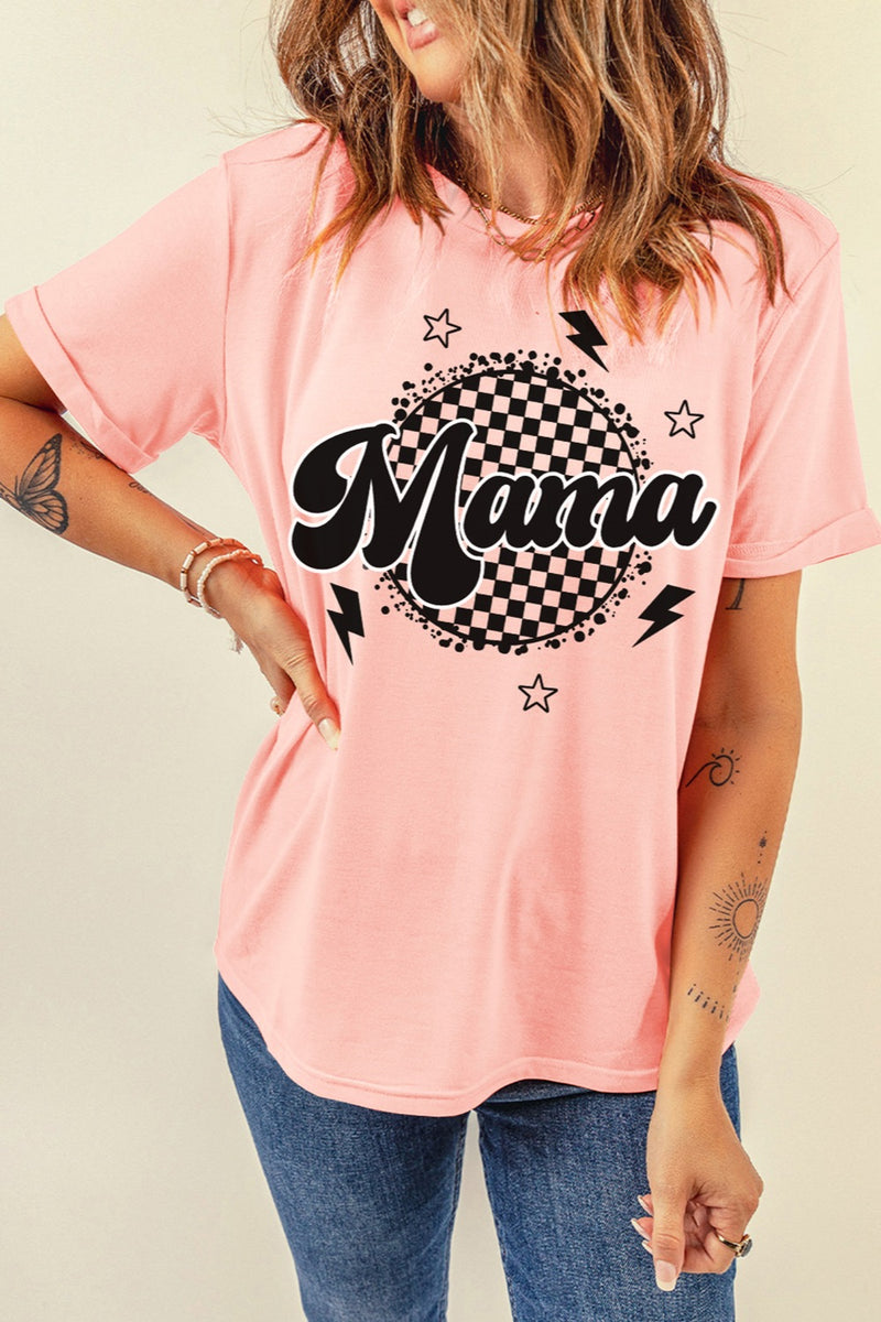 MAMA Round Neck Short Sleeve T-Shirt - Trandify Deal