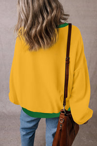 Contrast Round Neck Long Sleeve Sweatshirt Trandify Deal