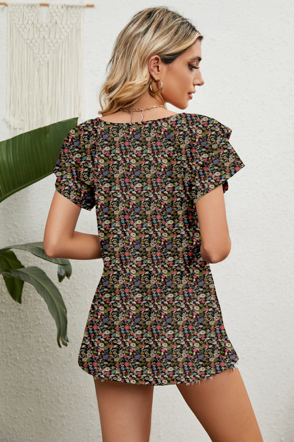 V-Neck Short Sleeve Blouse Trandify deal