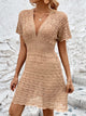 Openwork Plunge Short Sleeve Cover-Up Dress Trandify deal