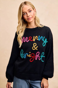 BiBi Tinsel Christmas Sweater | Embroidered Holiday Wear