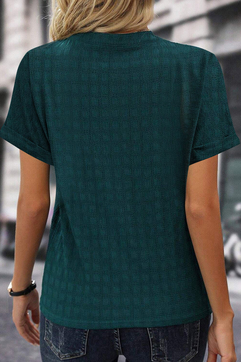 Notched Short Sleeve Blouse Trandify deal