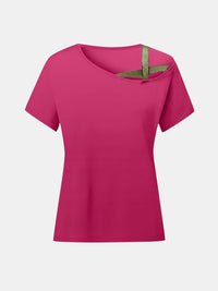 Asymmetrical Neck Short Sleeve T-Shirt Trandify Deal