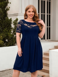 Plus Size Ruched Round Neck Short Sleeve Dress Trandify deal