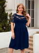 Plus Size Ruched Round Neck Short Sleeve Dress Trandify deal