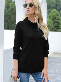 Drawstring Mock Neck Raglan Sleeve T-Shirt Trandify deal